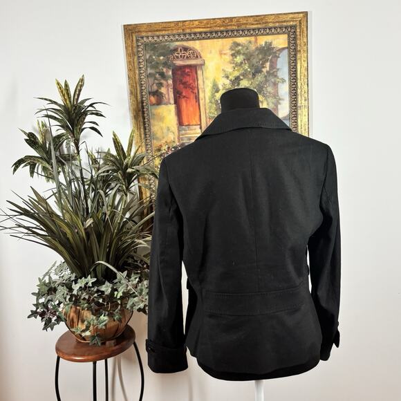 Talbots Women Black Jacket 12P Long Sl Collar Notch Clueless Preppy Office Siren - Picture 6 of 11
